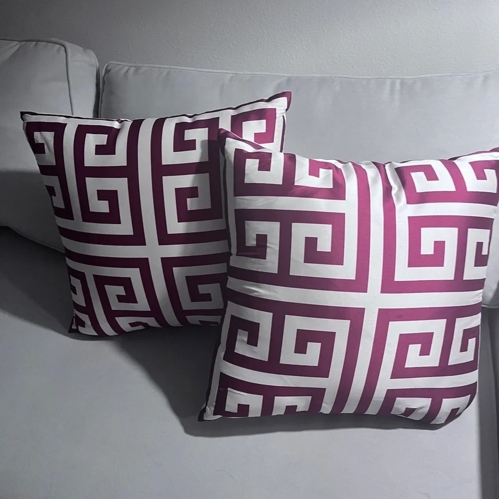 Red Stripped Decorative  Throw Pillows  Set of 2